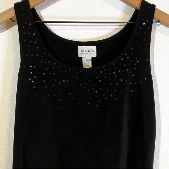 Chico's Travelers Black Sparkly Twinset Cardigan & Tank Top - Picture 6 of 8